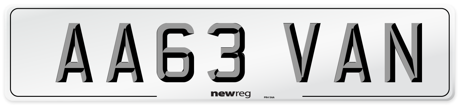 AA63 VAN Number Plate from New Reg